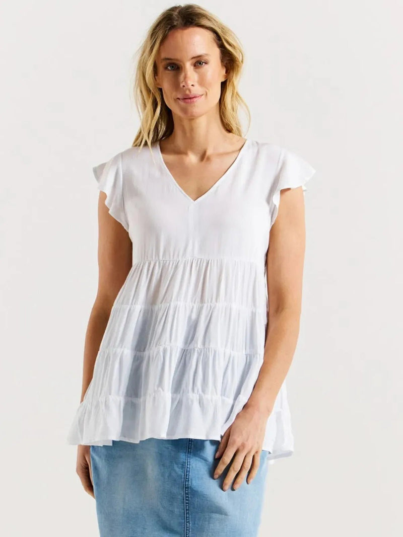 Betty BasicsDanica Frill Top - White