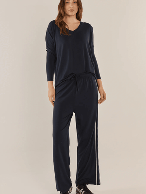 Evelyn Wide Leg Jogger - Navy