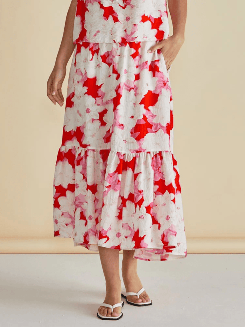 Betty BasicsMaggie Skirt - Red Floral Print