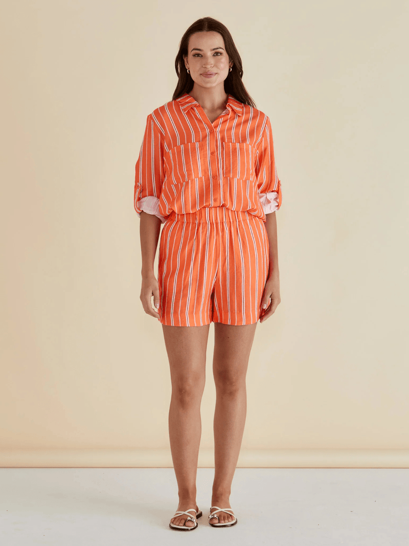 Betty BasicsMalta Short - Peach Stripe