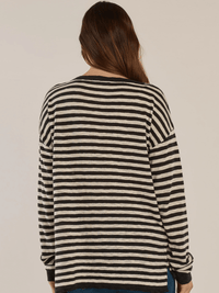 Betty BasicsNatasha Knit Top - Black/Off - White Stripe