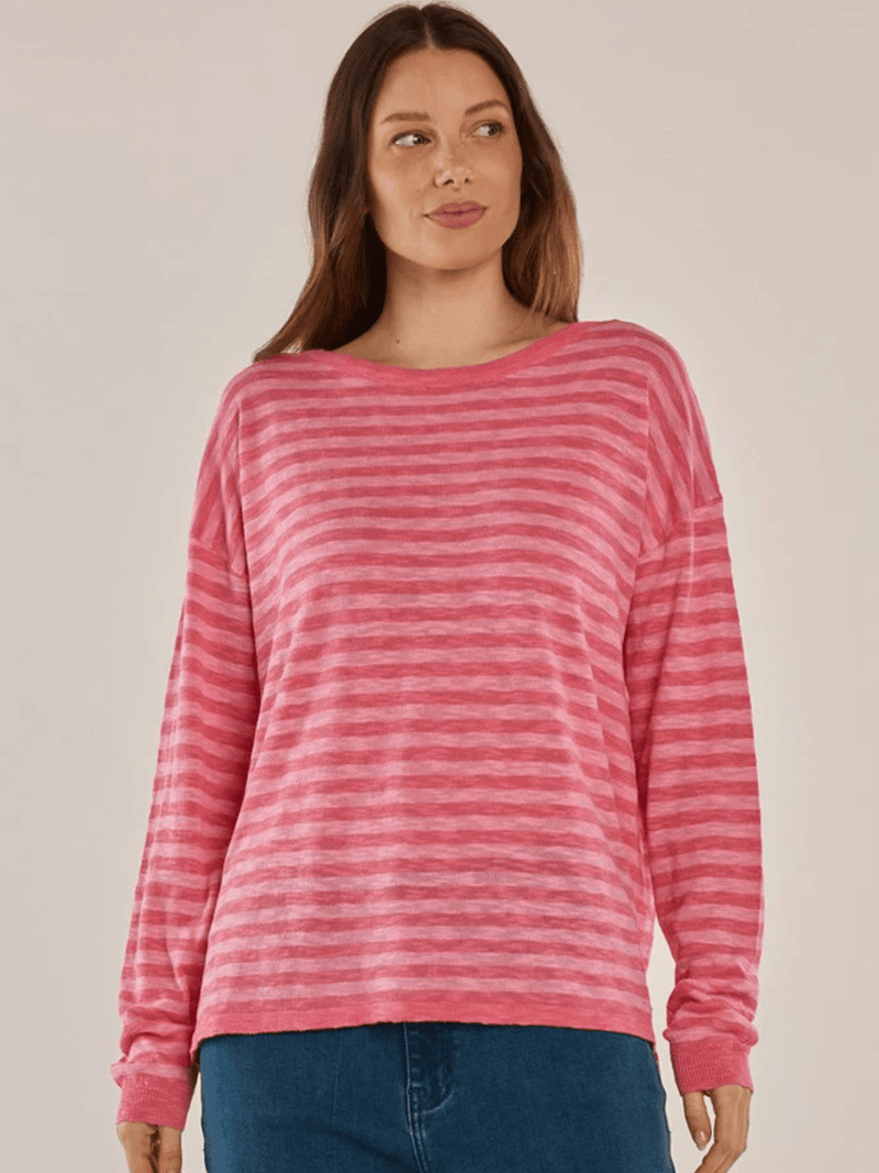 Betty BasicsNatasha Knit Top - Blush Stripe