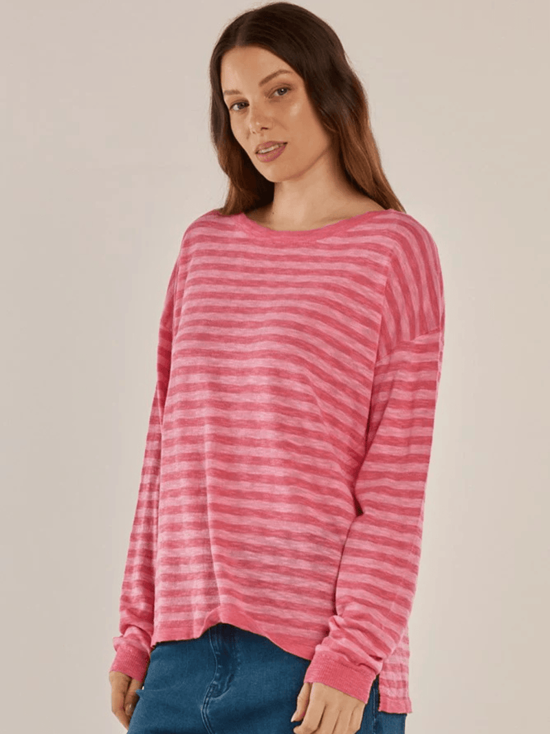Betty BasicsNatasha Knit Top - Blush Stripe