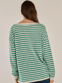 Betty BasicsNatasha Knit Top - Lime Stripe