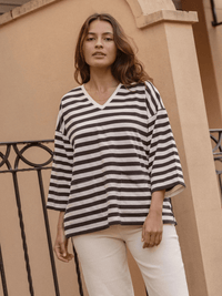 Betty BasicsRaven Top - Navy/Cream Stripe