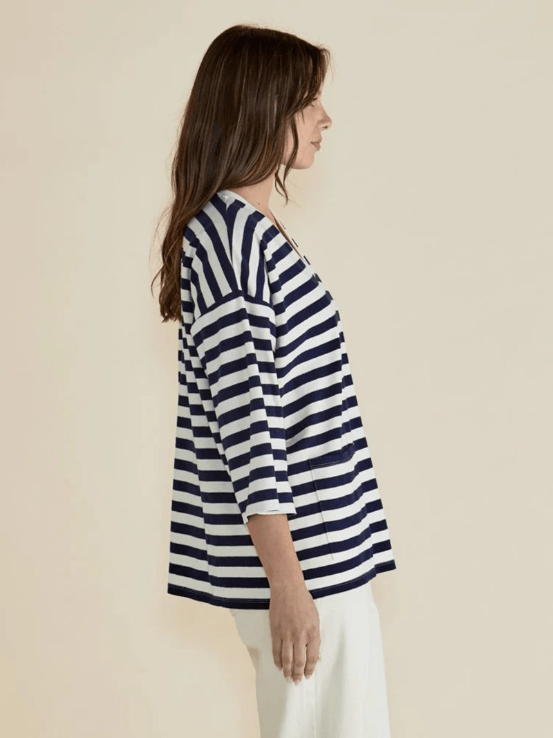 Betty BasicsRaven Top - Navy/Cream Stripe