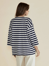 Betty BasicsRaven Top - Navy/Cream Stripe