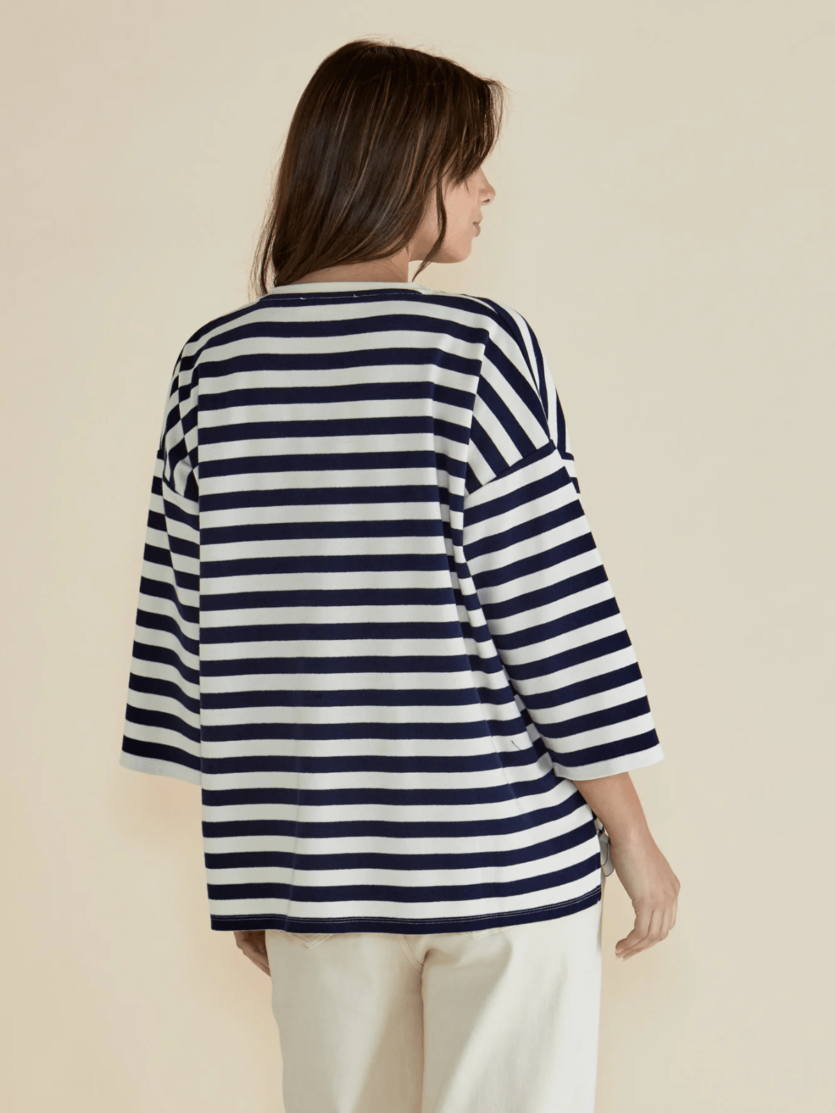 Betty BasicsRaven Top - Navy/Cream Stripe