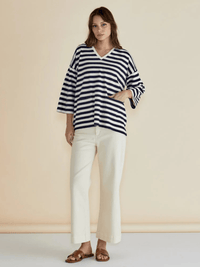 Betty BasicsRaven Top - Navy/Cream Stripe