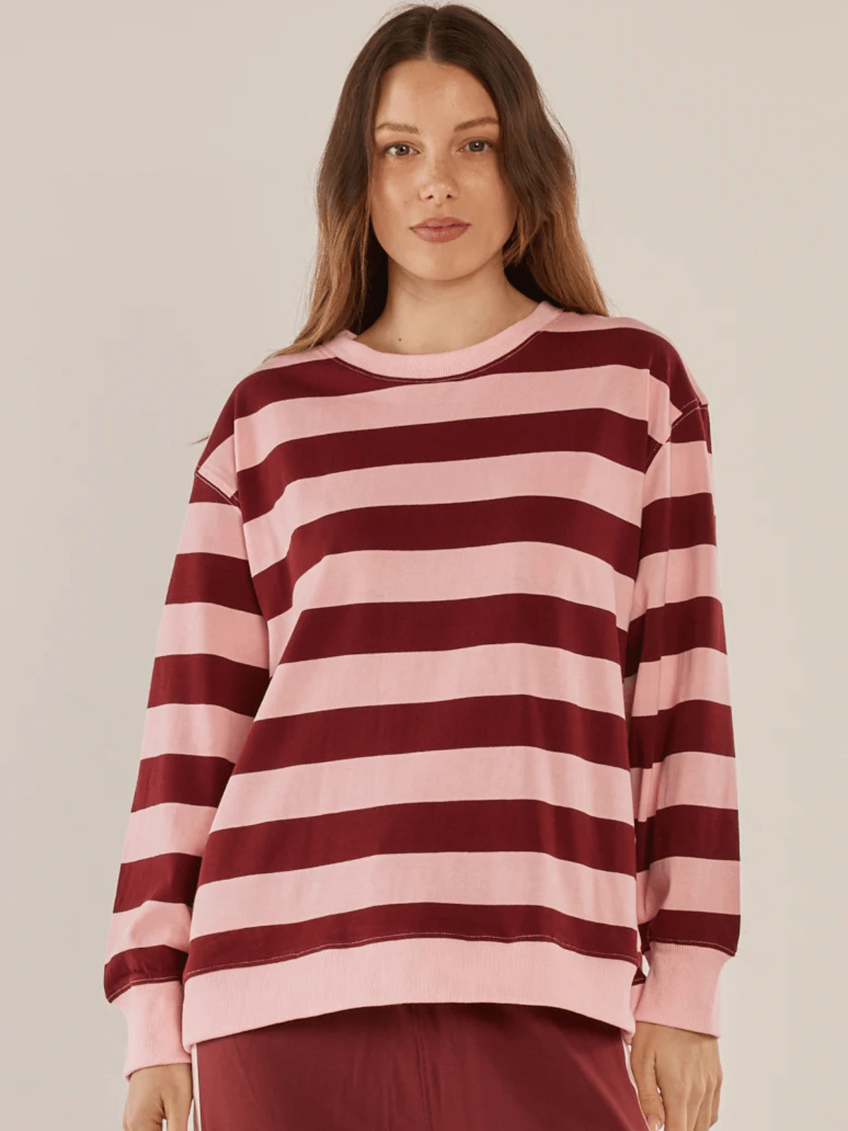 Betty BasicsStazie Sweatshirt - Pink/Red Stripe