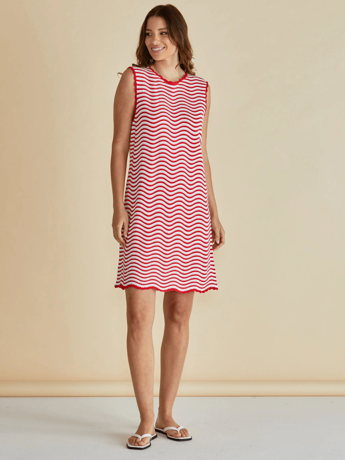 Betty BasicsViola Tank Dress - Red + White Stripe