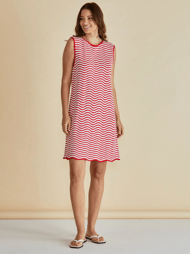 Betty BasicsViola Tank Dress - Red + White Stripe