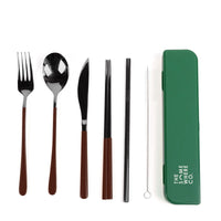 Take Me Away Cutlery Kit - Black with Chocolate Handle