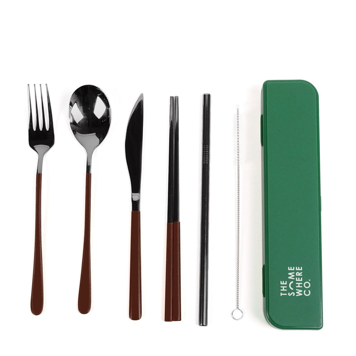 Take Me Away Cutlery Kit - Black with Chocolate Handle