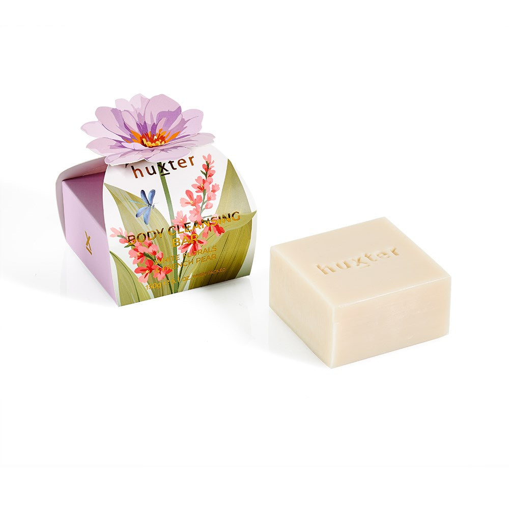 Huxter Body Cleansing Bar Gift Box, Mauve Flower, White Florals & French Pear