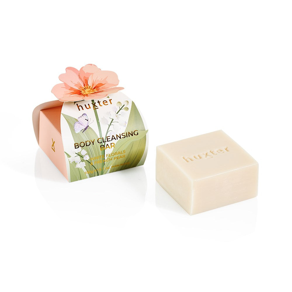 Huxter Body Cleansing Bar Gift Box, Peach Flower, White Florals & French Pear