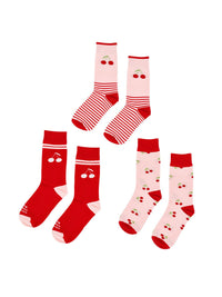 Annabel Trends Boxed Socks, Cherry Bomb, 3pc