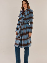 Britney Coat - Blue/Chocolate Check