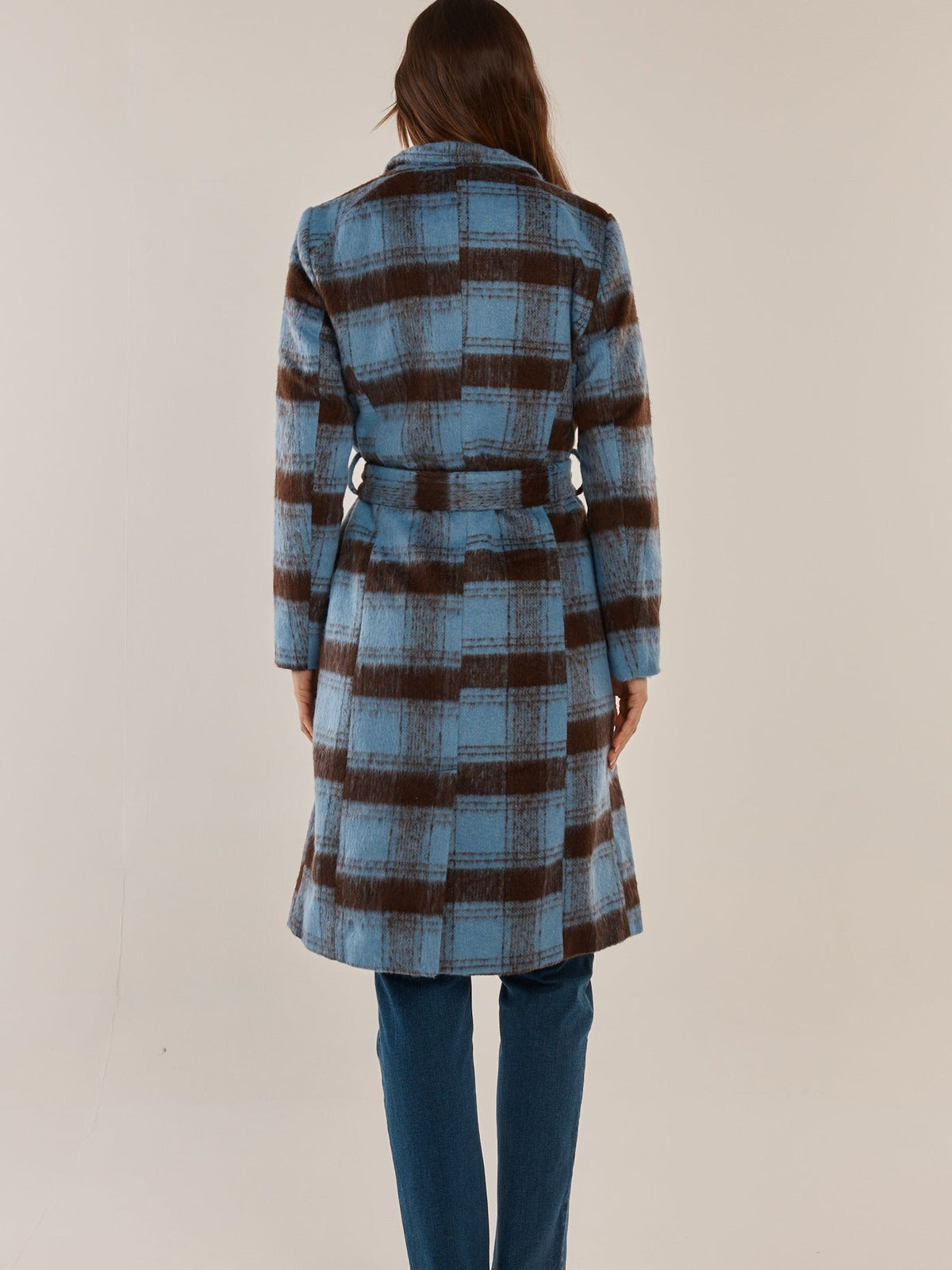 Britney Coat - Blue/Chocolate Check