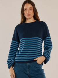 Carrie Knit Jumper - Blue Stripe