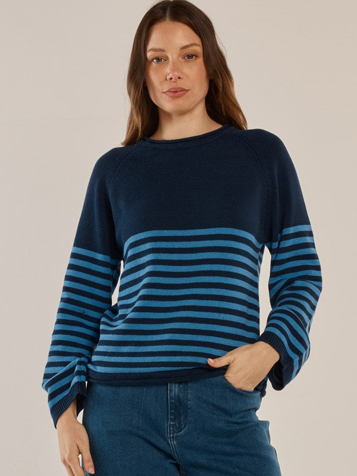 Carrie Knit Jumper - Blue Stripe