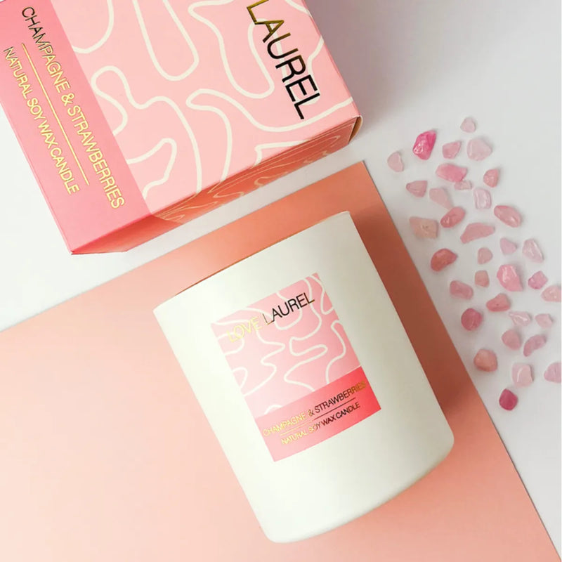 Champagne & Strawberries Candle - Large - Love Laurel - Image 1
