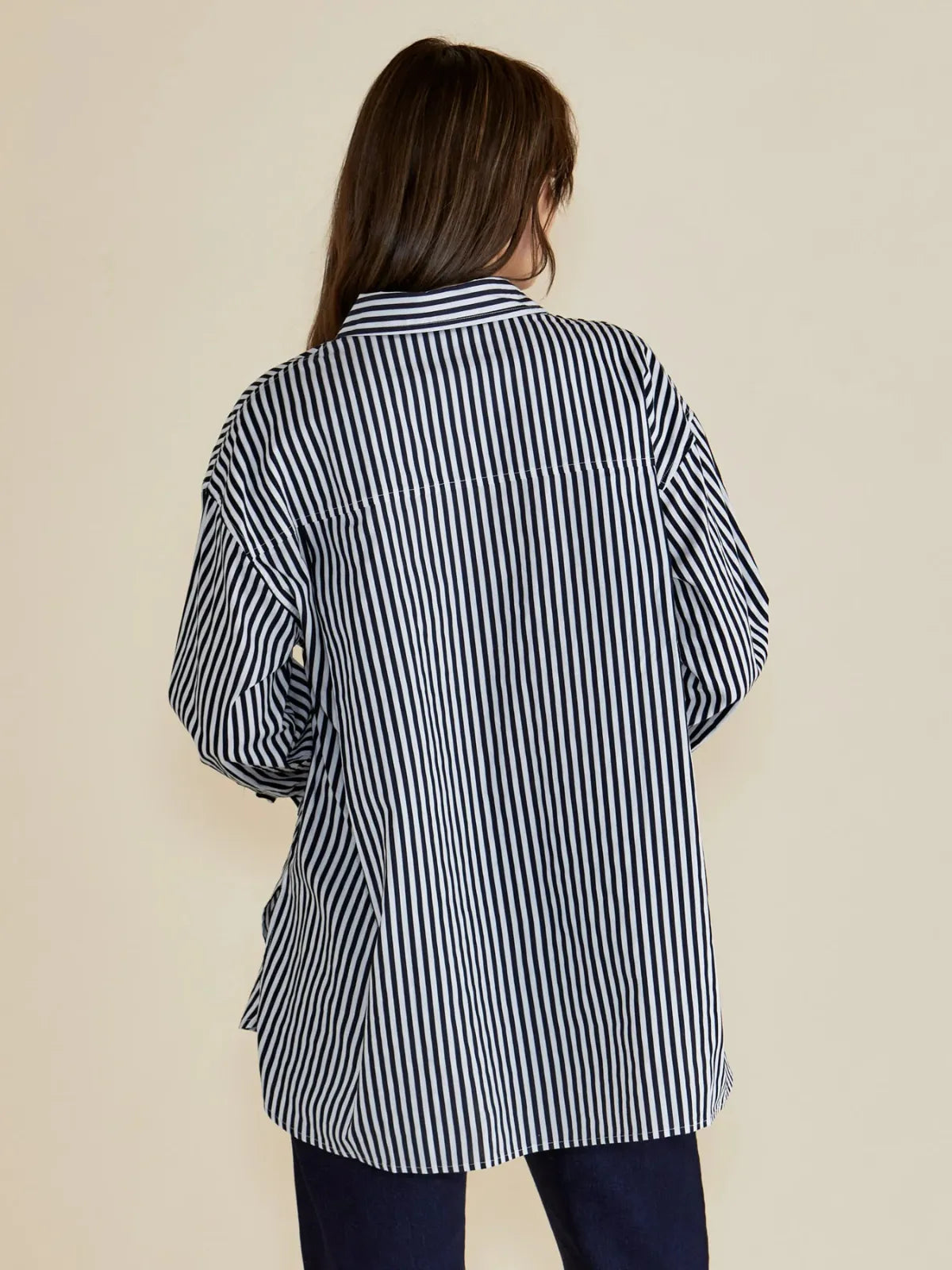 Claire Classic Shirt - Navy Stripe - Betty Basics - Image 3