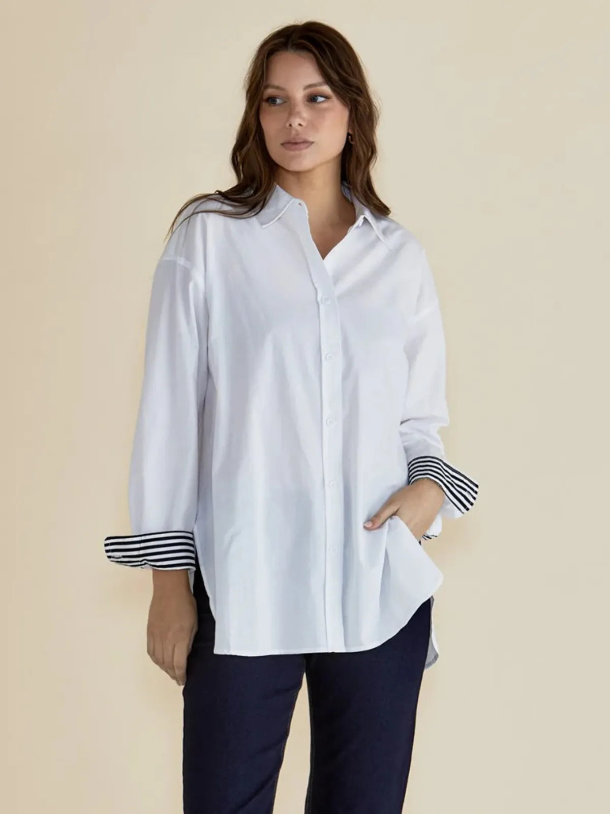 Claire Classic Shirt - White - Betty Basics - Image 1