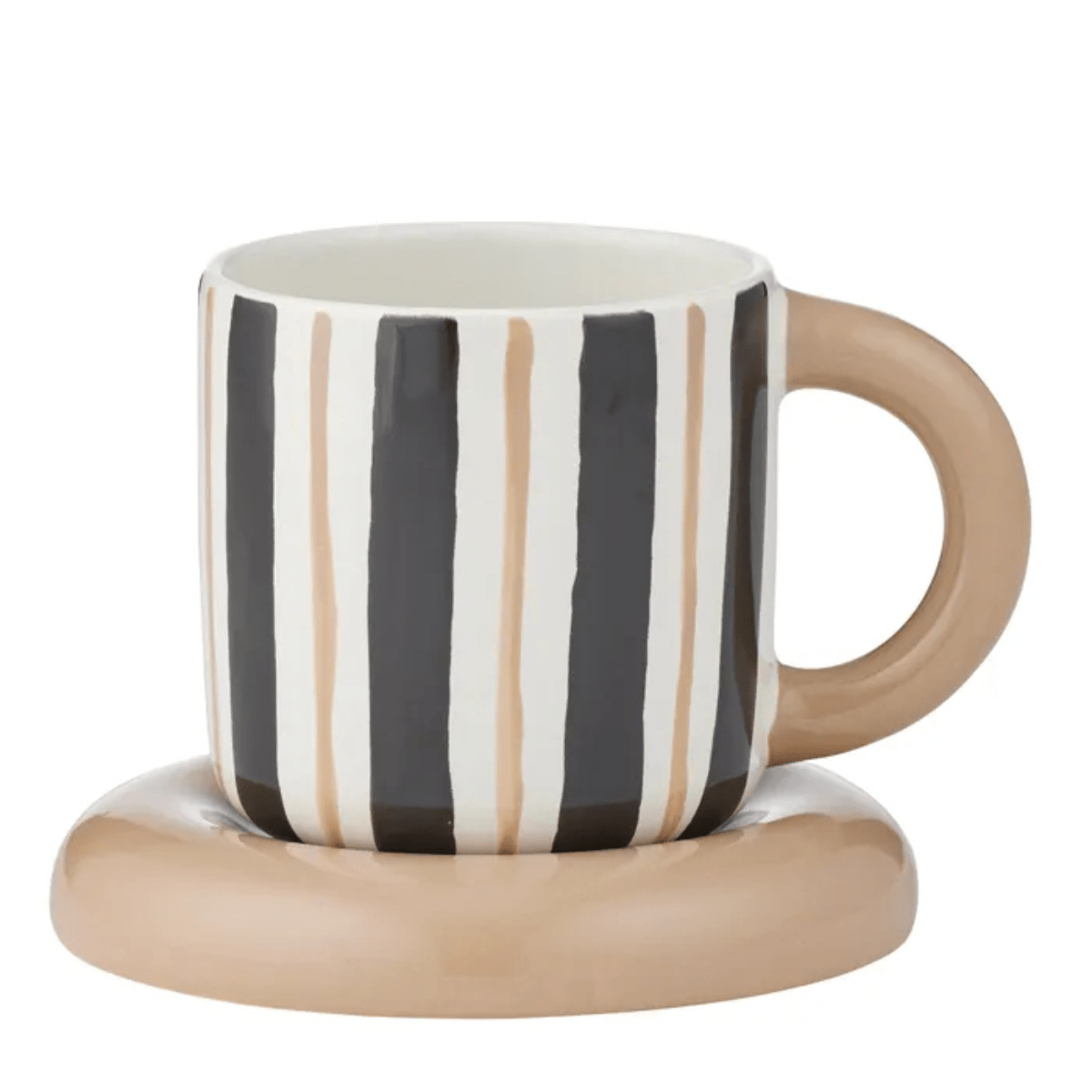 Coast To CoastCandy Ceramic Cup & Saucer - Black & Natural