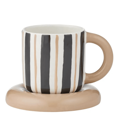 Candy Ceramic Cup & Saucer - Black & Natural