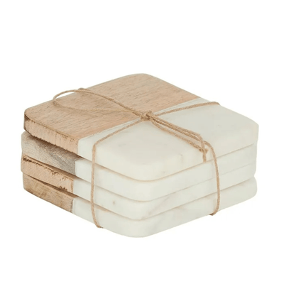 Marble/Wood Set of 4