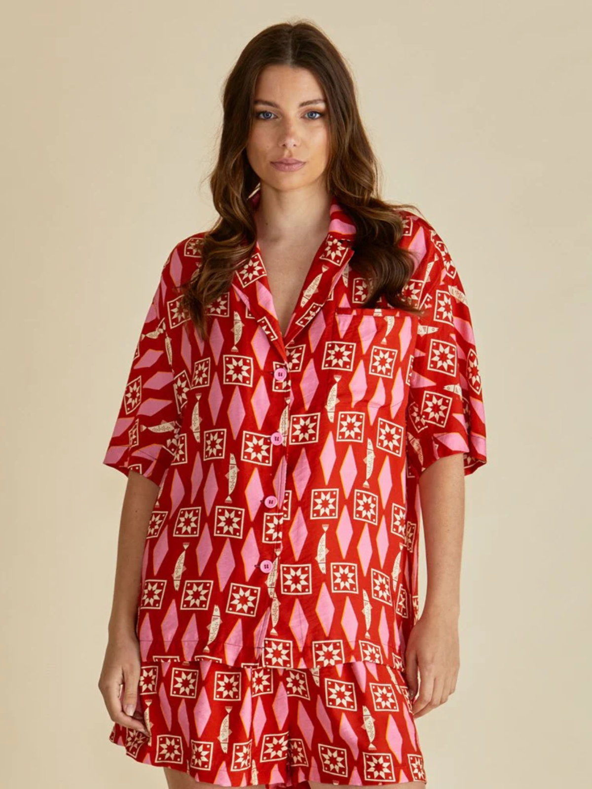 Copacabana Shirt - Sardinia Geo Print - Betty Basics - Image 1