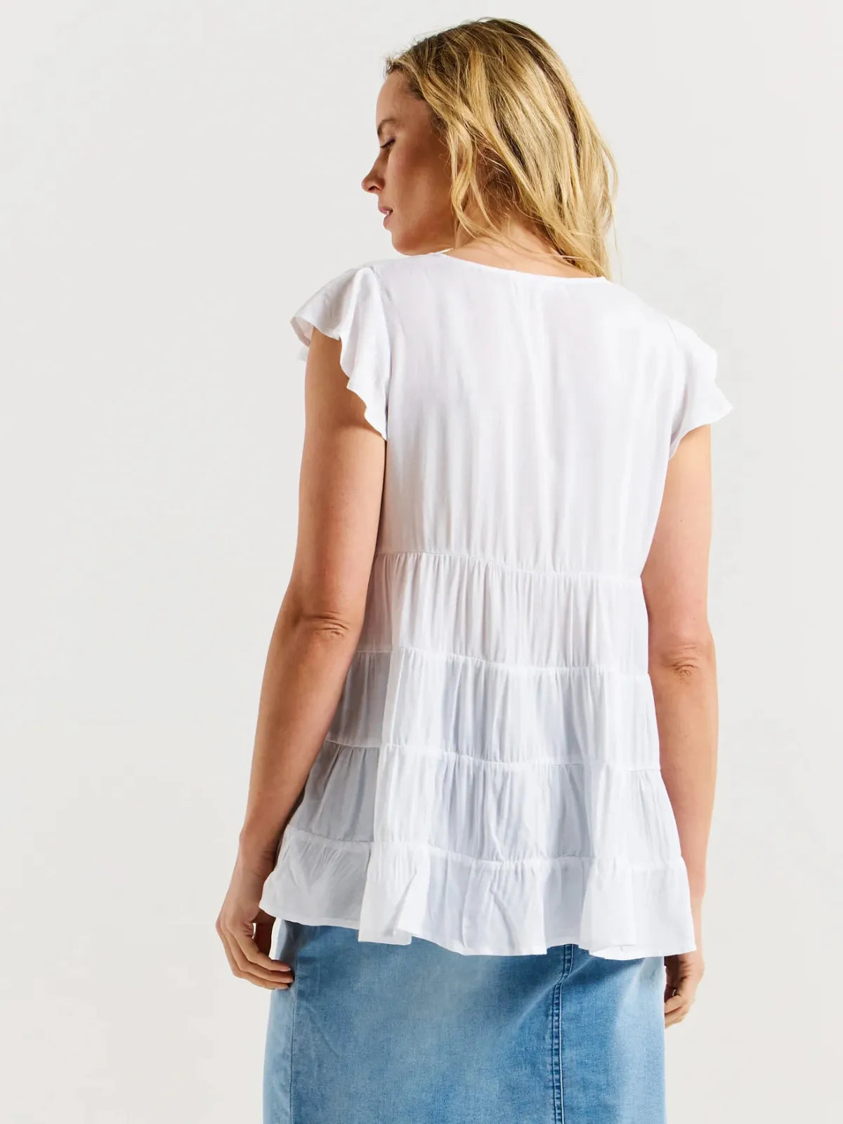 Danica Frill Top - White - Betty Basics - Image 3