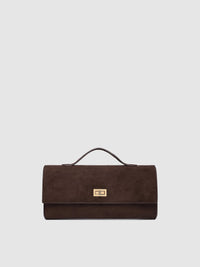 Delaney Suedette Clutch - Chocolate