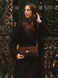 Delaney Suedette Clutch - Chocolate
