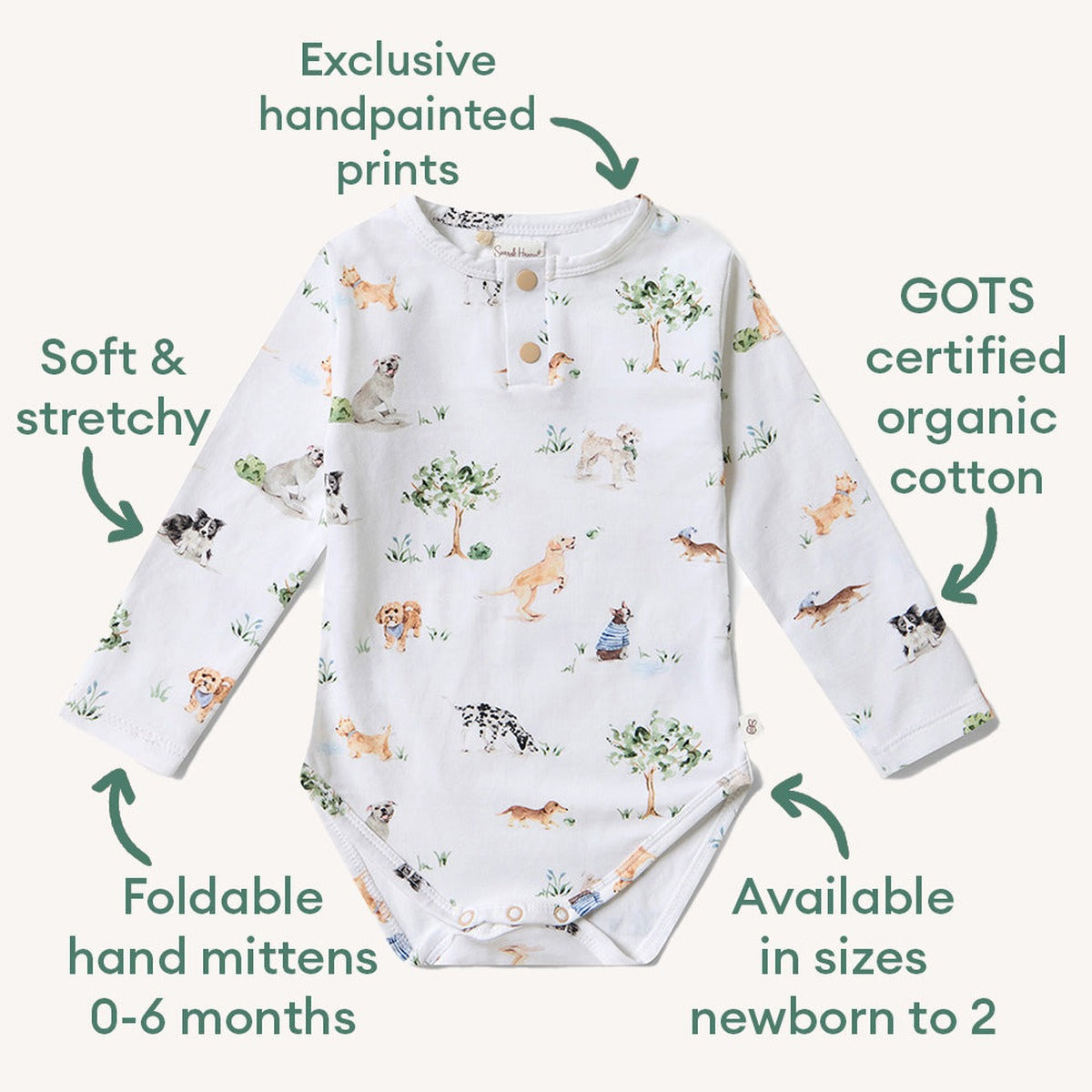 Dog Park Long Sleeve Organic Bodysuit