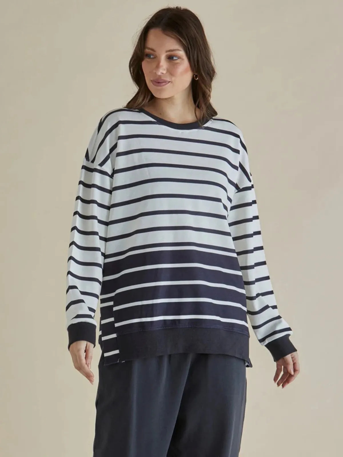 Easy Crew Sweat - Black/White Stripe - Betty Basics - Image 1