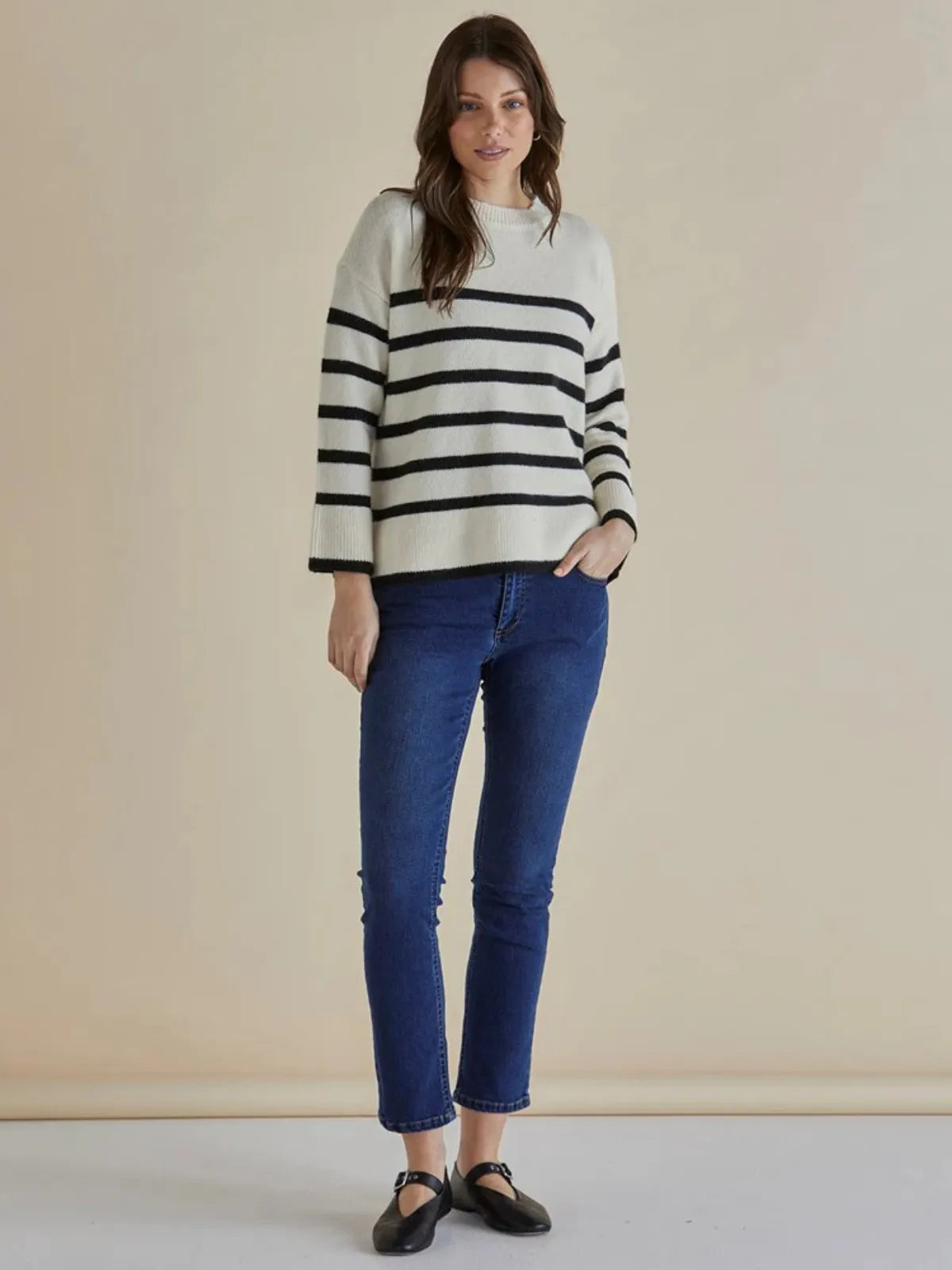 Edith Knit Jumper - Cream/Black Stripe - Betty Basics - Image 1