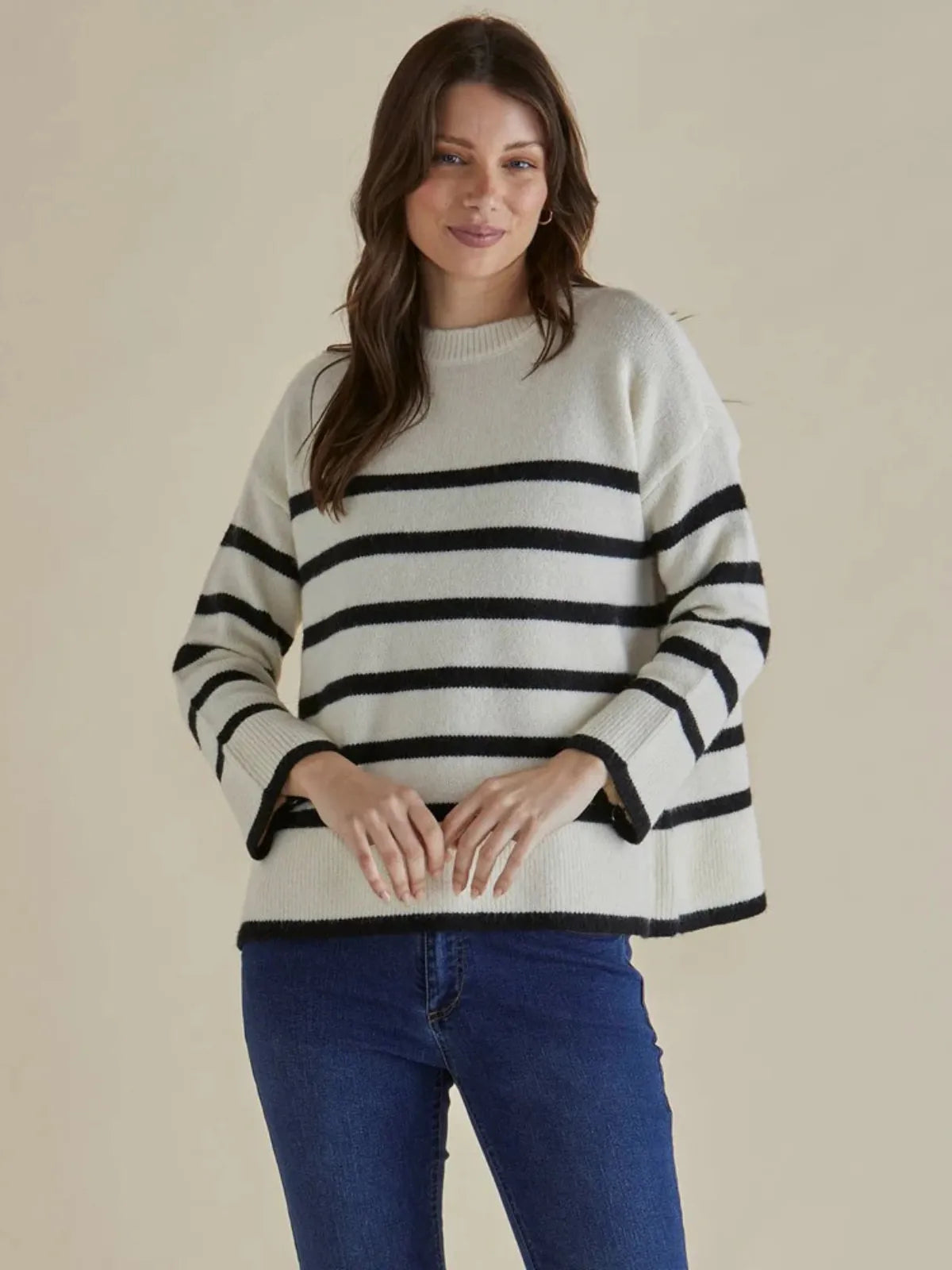 Edith Knit Jumper - Cream/Black Stripe - Betty Basics - Image 3