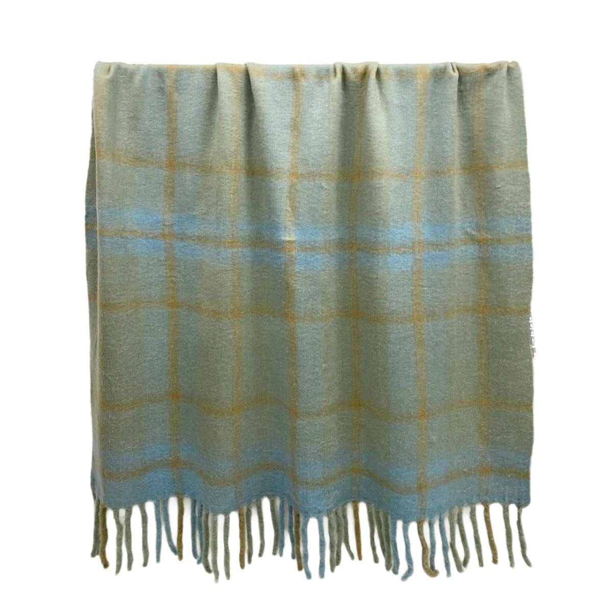 Edna Wool Blend Throw | Blue/Ivory