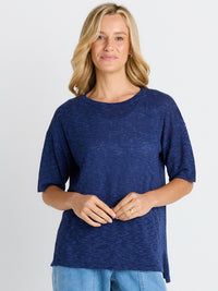 Eleni Knit Tee - Navy
