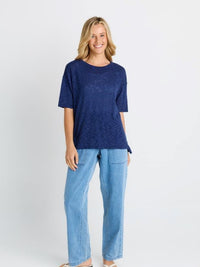 Eleni Knit Tee - Navy