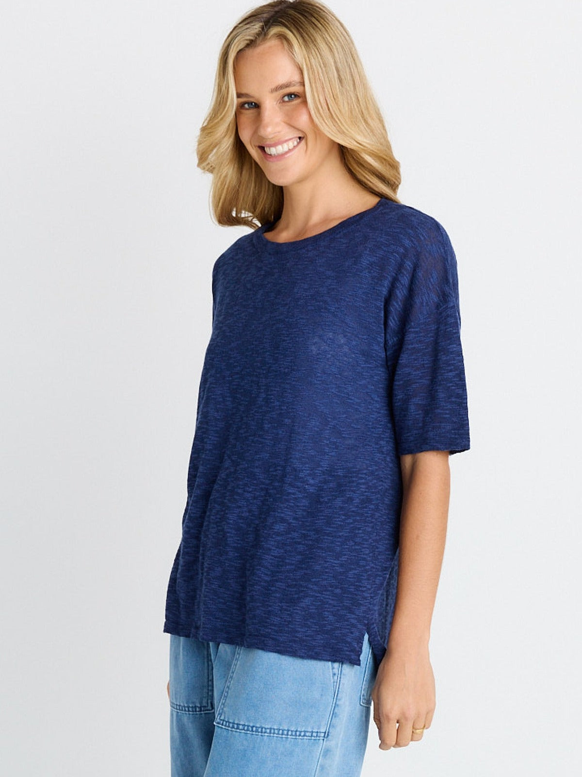 Eleni Knit Tee - Navy