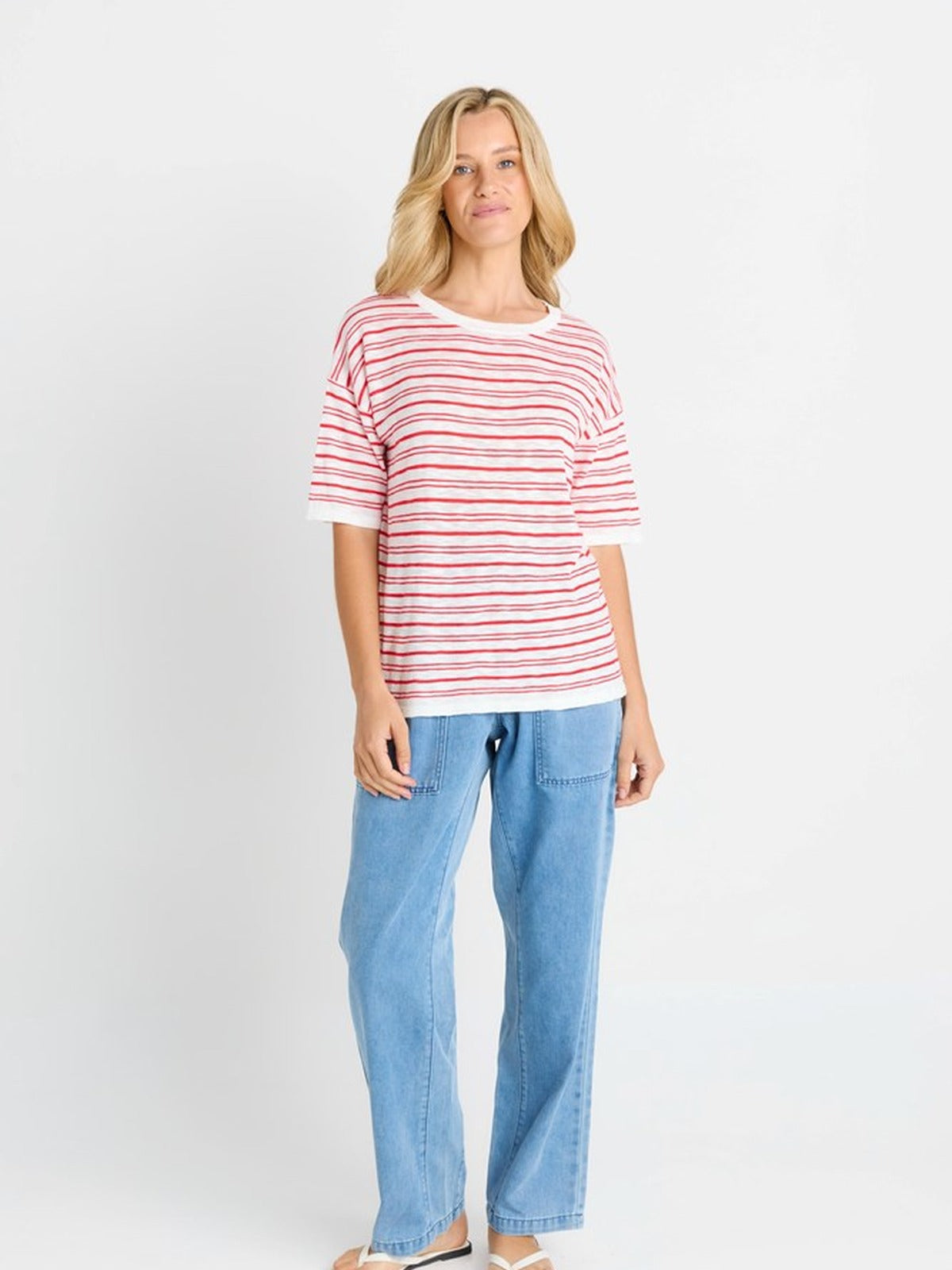 Eleni Knit Tee - Red/White Stripe