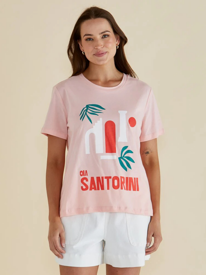 Ellia Crew Tee - Santorini Print - Betty Basics - Image 1