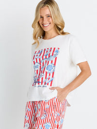 Ellia Crew Tee - Sun, Sea, Love Print