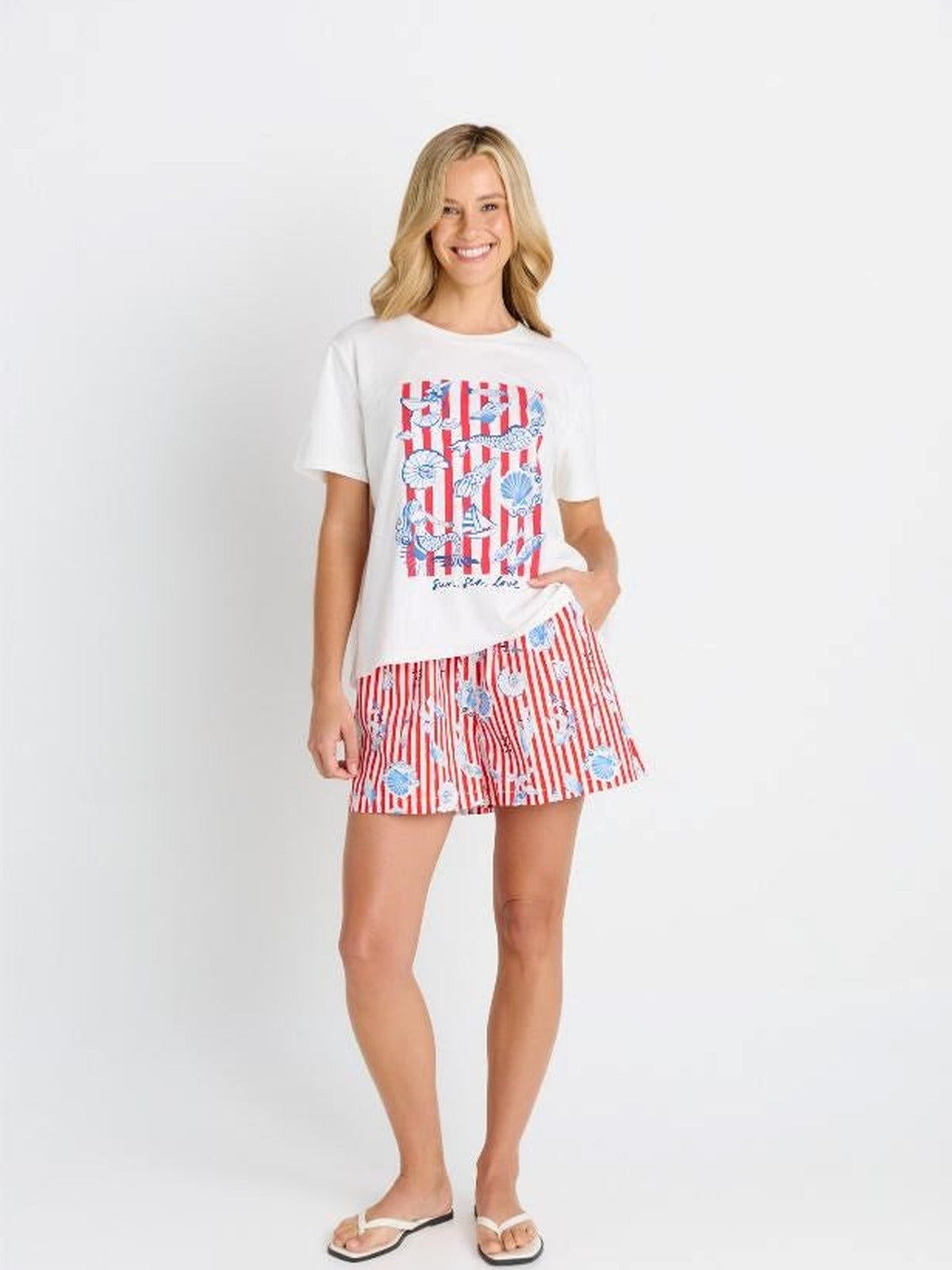 Ellia Crew Tee - Sun, Sea, Love Print