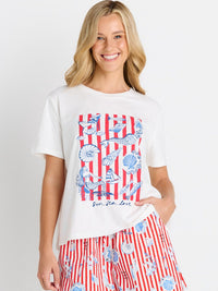 Ellia Crew Tee - Sun, Sea, Love Print