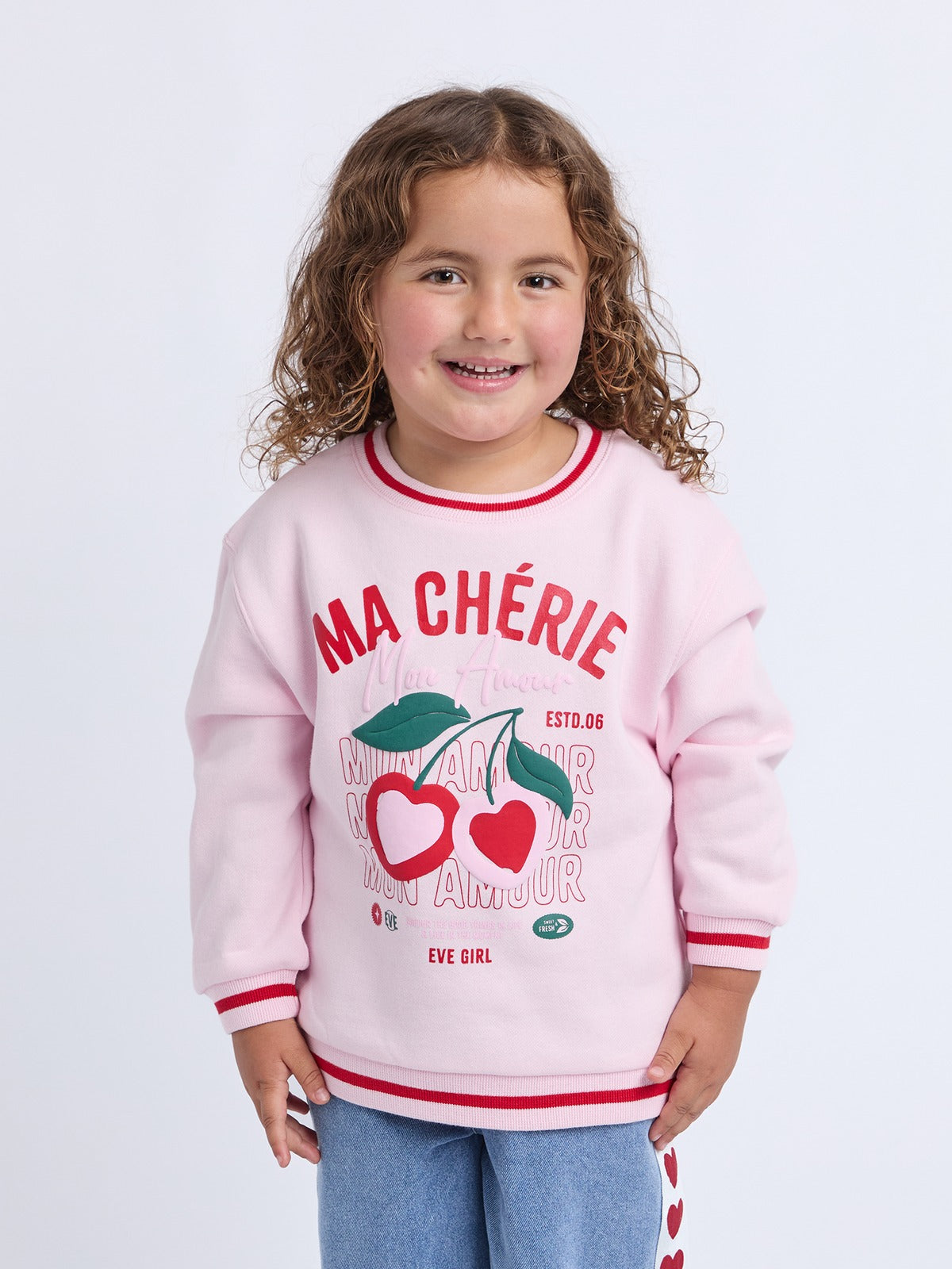 Cherry Hearts Crew - Pale Pink