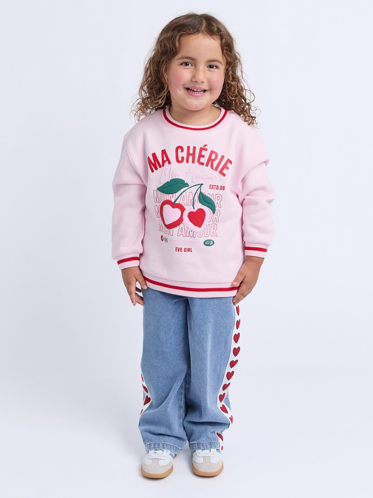 Cherry Hearts Crew - Pale Pink
